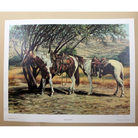 Potter's Pintos by Theresa Potter 1979 Litho Print Signed Numbered 51/200 - Picture 1 of 5
